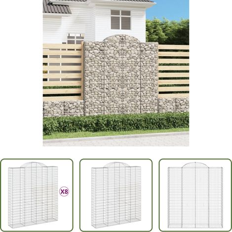 Schalldämmung -  Gabionen mit Hochbogen 8 Stk. 200x50x220/240cm Verzinktes Eisen (1/5)