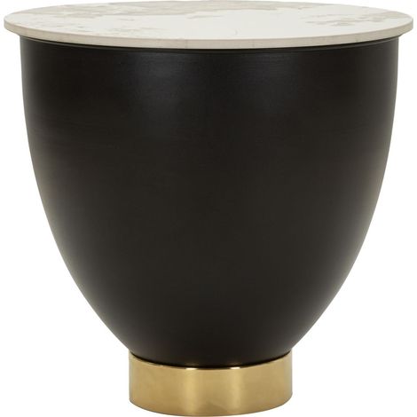 Tavolino Glam in metallo e ceramica effetto marmo (1/5)