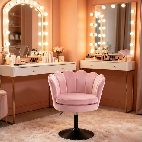 Chaise pivotante en velours rose 61,5 cm HAVRYA (1/5)