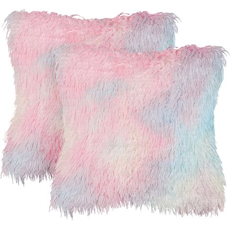 Lote de 2 cojines decorativos con motivos de colores de tela de poliéster 45 x 45 cm multicolor Amaryllis (1/5)