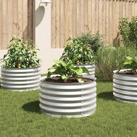 Garten-Hochbeet 80x80x44 cm Verzinkter Stahl Silbern