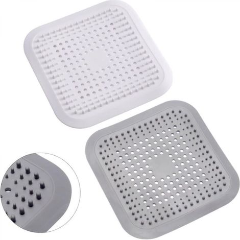 Set di 2 filtri per capelli in silicone con ventose, filtro universale per scarico di bagno, vasca e cucina (bianco e grigio)