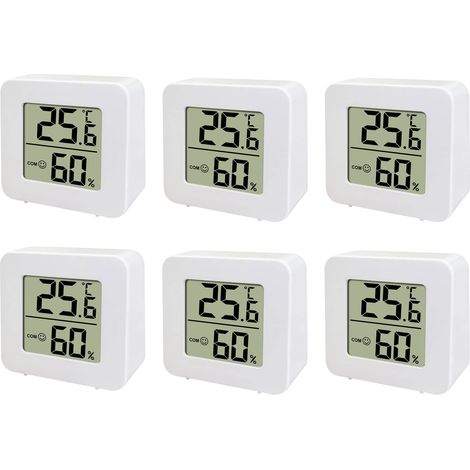 Confezione da 6 mini termometri digitali da interno + igrometro