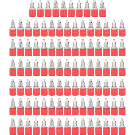 Lot de 100 connecteurs banane M6 4mm rouges, accessoires électriques de haute qualité pour connexion optimale et excellente transmission. (1/5)