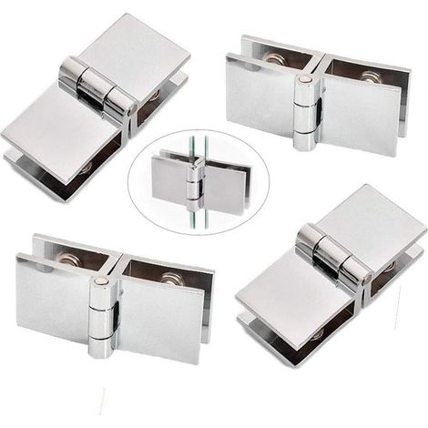 4 Stück Glastür-Clipscharnier, Edelstahl-Glastürscharnier, Glas-Klappscharnier, Türklemmscharnier, C