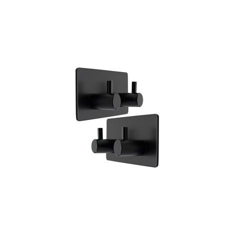 Set di 2 ganci autoadesivi impermeabili in acciaio inox per bagno, asciugamano, cappello, cappotto, camera da letto, ganci per porte resistenti (nero opaco) 2 ganci (2 confezioni) - Crezuo