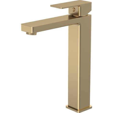 Balterley Milldale Square Tall Mono Basin Mixer Tap with High Rise Design - Brushed Brass Finish (1/5)