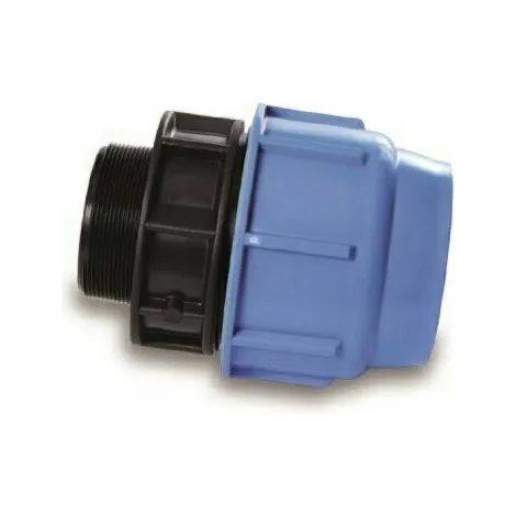 PE-Durchgang mit Gewinde 75-3\' M blaue Dichtung PN16