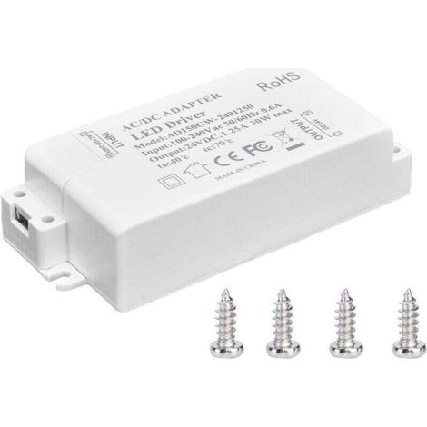 Transformateur de lumière LED 30W DC 24V 1.25A, alimentation à tension constante AC 100‑240V, accessoires d\'éclairage pour bande LED (1/4)