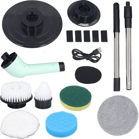 Brosse à dents électrique portable avec manche réglable et extensible. Puissante et très efficace, elle vous fait gagner du temps. Brosse à dents rotative pour la salle de bain et la cuisine avec 6 tê (1/5)