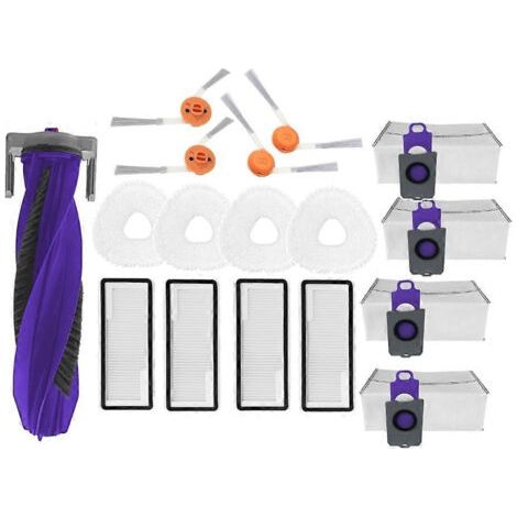 17 pièces : brosse rotative, brosse latérale, lingettes, filtres et sac à poussière pour aspirateur NARWAL Freo X10pro/YJCC027