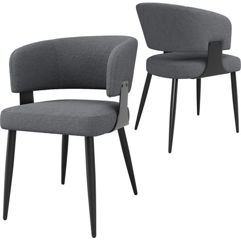 GagaLot de 2 chaises de salle à manger ergonomiques en flanelle beige et gris (1/5)