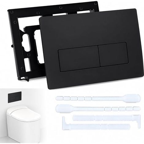 Plaque de commande WC suspendu noir mat ABS, double chasse compatible Geberit Sigma, usage domestique, résistance à l’usure et nettoyage facile, modèle GS020 (1/5)