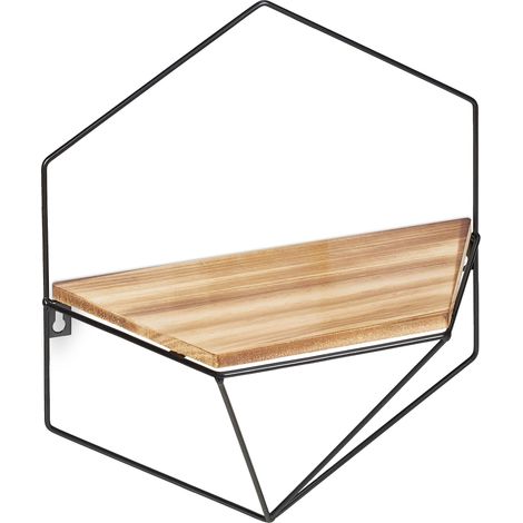 Scaffale da parete esagonale decorazione d'interni stile moderno 60 x 60 x 15 cm in MDF nero 130011274