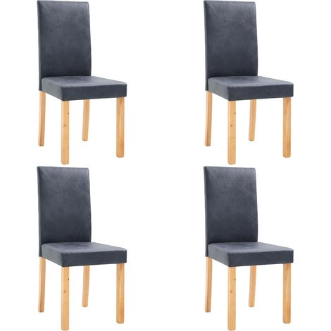 Dining Chairs 4 pcs Gray Faux Suede Leather vidaXL (1/5)