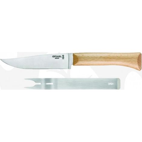 Opinel - Set di Formaggi - 1 Coltello da Formaggio Pieghevole, 1 Forchetta da Formaggio - Lama di 12,5 cm in Acciaio Inossidabile - Manico in Legno di Faggio - Fabbricazione Francese (1/4)