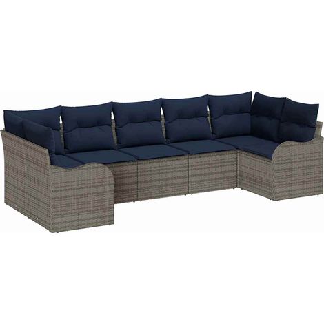 Garden Sofa Set Grey Poly Rattan vidaXL (1/5)