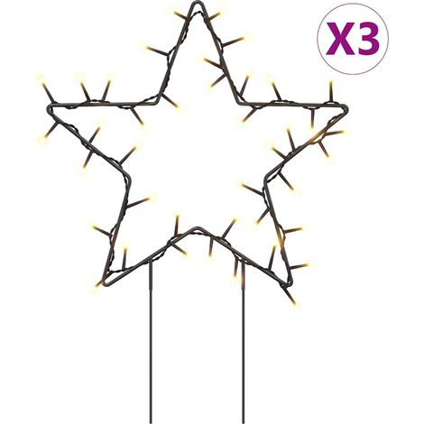 3 pcs Décoration lumineuse étoile de Noël,Décoration de Noël piquets 50 LED 29 cm CFW95741 (1/5)
