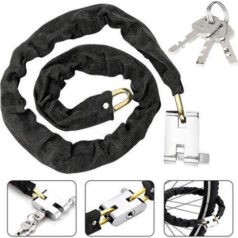 Antivol pour vélo robuste – inclut trois clés – antivol portable – convient aux vélos, motos, scooters, portails, clôtures et plus encore – 80 cm (1/5)