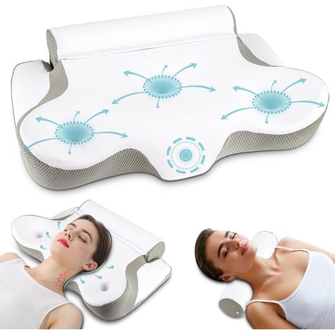TopEsct Cuscino Cervicale per Dormire, 2 in 1 Cuscino Ergonomico Memory Foam Cervicale, Cuscino Cervicale & Cuscino Cilindrico (Grigio) (1/5)