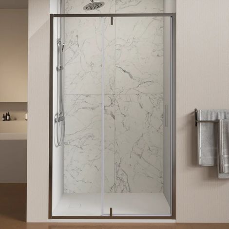 Nicchia slim a battente 90cm profili cromati vetro 6mm trasparente anticalcare con cerniere h190 Lerici (1/4)