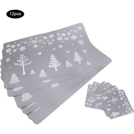 Posavasos con estampado navideño para tazas de té, 12 piezas, manteles individuales para teteras, manteles individuales para mesa, decoración - Crezuo