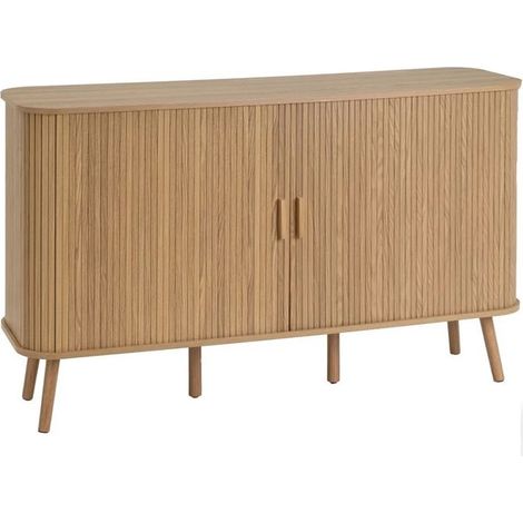 Buffet - JUANIO - 2 portes - bois mélaminé - 140 x 40 x 81 cm - couleur naturel (1/5)