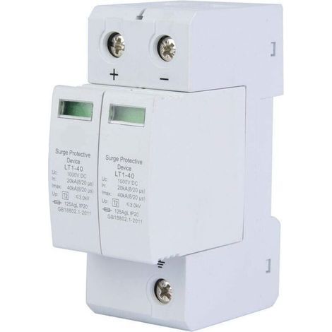 Dispositivo di protezione contro le sovratensioni fotovoltaiche 2P20KA 1000DCF per uso domestico, protezione contro i fulmini, sovratensione improvvisa (1/5)