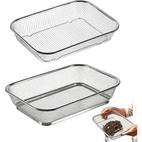 2 Stück Gartensieb Sieblochgröße 3/6mm Edelstahl Gartensieb Erdsieb Heavy Duty Kompostsieb Gartensieb Metall Masche Sieb Rostgeschützt Garten Sandsieb Garten für Erde Steine Kompost und Sand (1/5)