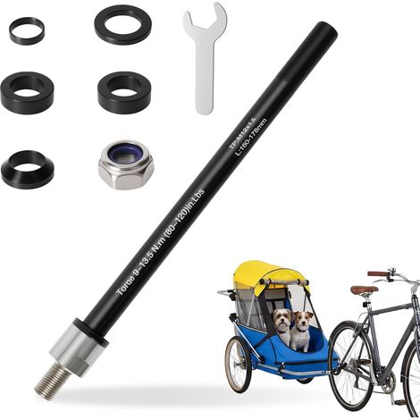 Axe enfichable pour remorque de vélo, M12 P1.0 P1.5 160-172 mm, axe enfichable, longueur de tige réglable pour M12, remorque de vélo (1/5)