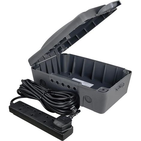 Masterplug – Weatherproof extension lead box 10m 240V – 4-way surge protector – IP54 rated for outdoor use – Ideal for temporary power solutions (1/5)