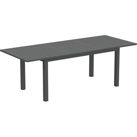 Table de jardin extensible en aluminium 160/220x90 cm, stable et résistante aux intempéries, pour 6-8 personnes, couleur grise (1/5)