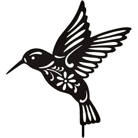 Sculpture Métal Noir Colibri Décoration Murale Extérieure Jardin Cour Paysage (1/4)