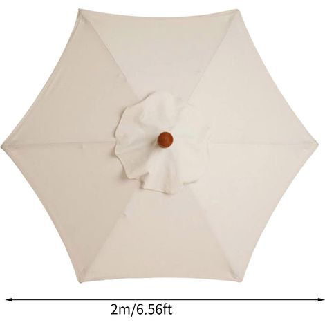 UV-beständiges und wasserdichtes Sonnenschirmdach, geeignet für Gärten und Strände, 200 cm, beige, 6 Streben. (1/4)