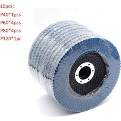 Disque À Lamelles - 125 mm - Trou 22 mm - Grains P40 P60 P80 P120 - Pour Meuleuse D'Angle - Acier Inoxydable Fer Bois - Lot De 10 (1/5)