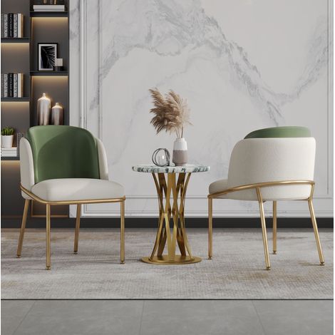 Chaise de salle à manger 55x55x85 cm en simili cuir vert, lot de 2 pour salon FloraGrace (1/5)