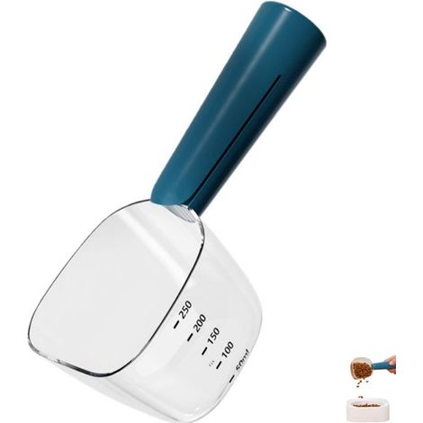 Messlöffel für Tierfutter (1 Stück) – Spezieller Messlöffel aus Kunststoff für Haustiere – Messlöffel mit Clip – Geeignet für Hunde- und Katzenfutter – 250 ml – Blau – 18,5 x 6,5 x 6,5 cm