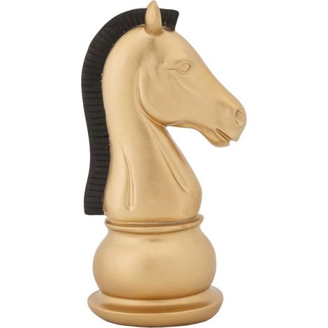 Pedina scacchi cavallo decorativo in poliresina per decorazioni ambienti -Nero e oro (1/4)