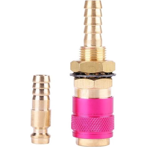 Rapide de Raccord de Gaz Trousse, Laiton M8 Raccord rapide de raccord de gaz et d'eau Raccord pour torche de soudage MIG TIG(Rouge),A (1/4)