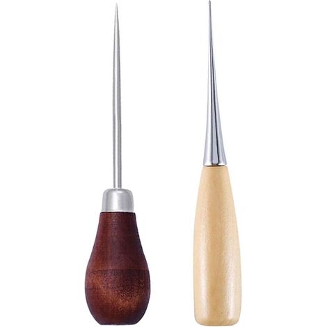 Alène en Cuir, Poinçon à PoignéE En Bois, Alènes Manche Bois, Machine À Coudre En Cuir Ronde À Manche En Bois Outil De Poinçon En Forme De Gourde Poinçon En Cuir Bricolage Outil De Couture À La Main
