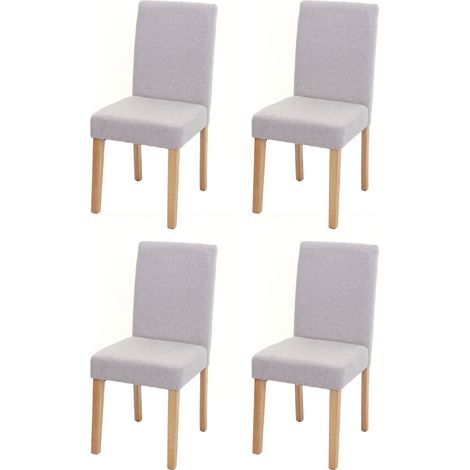 [NON UTILIZZATO] Set 4x sedie Littau tessuto soggiorno cucina sala da pranzo 43x56x90cm avorio beige piedi chiari (1/5)