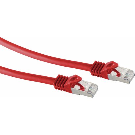 Câble patch RJ45 S/FTP (PIMF), avec câble brut CAT.7, 0,25 m, rouge