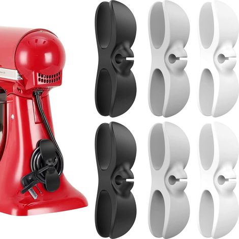 Organisateur de Câbles pour Appareils Électroménagers, Lot de 6 Enrouleurs de Câble Autocollants, Range-Câbles en Silicone avec Adhésif Acrylique Résistant pour Machine à Café, Air Fryer, Mixeur (1/5)