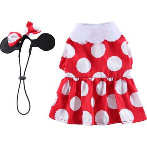 Robe pour chien mignonne, confortable et élégante, jupe pour chiot, vêtements pour animaux de compagnie, 4 saisons, festival de Noël, points rouges et blancs S (1/5)