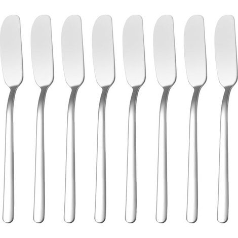 Set di coltelli per formaggio (8 pezzi) Coltello per formaggio in acciaio inox, coltello per burro, coltello per marmellata, per gelato, formaggio, torte, per la casa, la cucina, la colazione, argento (1/5)