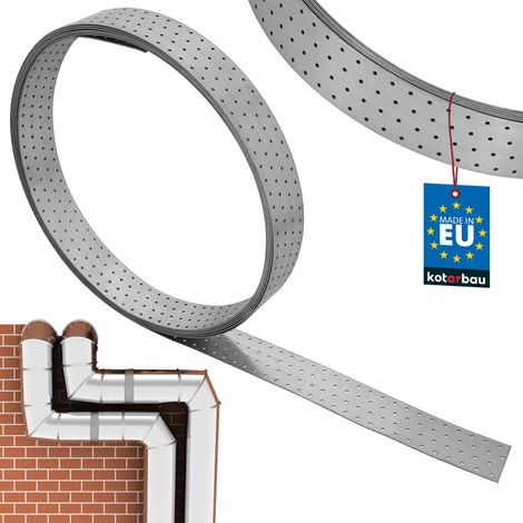 KOTARBAU® Feuillard Perforé - Bande Perforée 80 x 2 mm - en Acier Galvanisé - L: 10 m - Sangle de Fixation en Acier Galvanisé - Ruban Métallique Perforé - Bande de Montage Perforée (1/4)