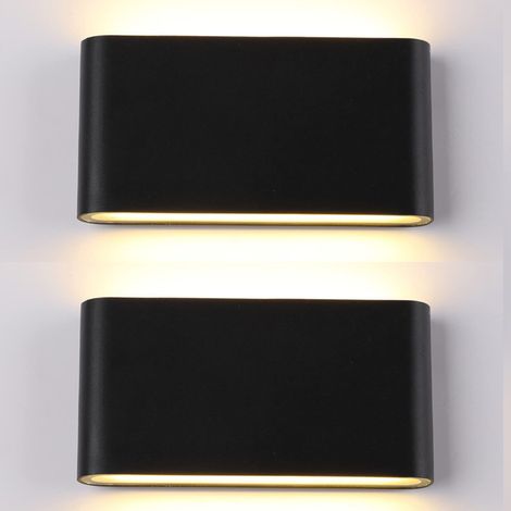 Applique a LED moderna, confezione da 2, 12W 3000K, IP65 impermeabile, applique da esterno, adatta per giardini, corridoi, scale e verande, nera (1/5)
