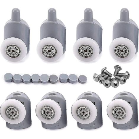 Duschkabinenrollen, Set mit 8 einfachen Rollen/Rollen/Führungen für Duschkabinen, 23 mm Durchmesser (1/5)