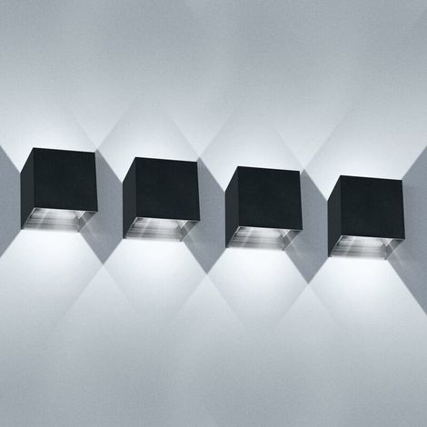 Set di 4 applique da parete LED 12 W impermeabili IP65 – 1000 lumen bianco freddo 6000K – Alluminio per interni ed esterni – Angolo regolabile 120° (1/5)