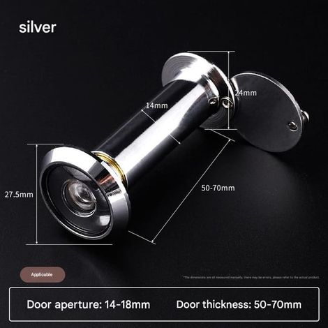 Porte à œillet en 2 parties - peut être montée sur des vantaux de 50 à 70 mm à un angle de 200° - avec couvercle en verre véritable (argent) (1/4)